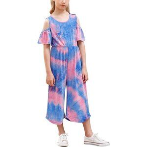 Ruffle Sleeve Jumpsuit Romper Casual Wide Leg (Size 14) pink